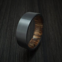 Black Titanium and Walnut Hard Wood Sleeve Men's Ring Custom Made