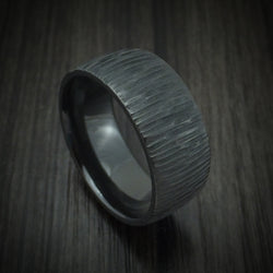 Black Zirconium Tree Bark Finish Ring Custom Made