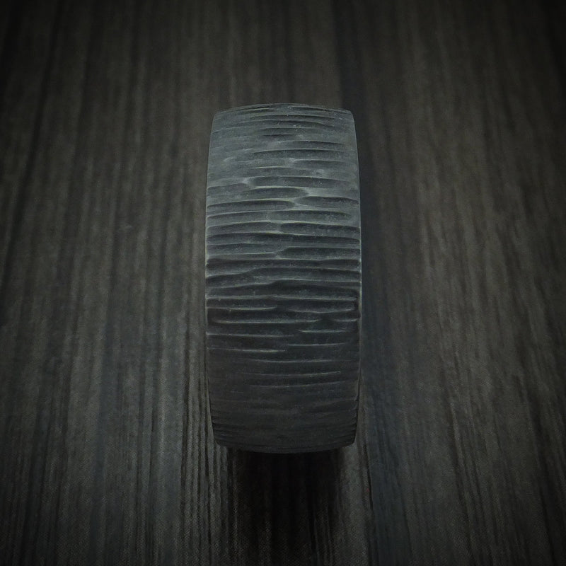 Black Titanium Tree Bark Finish Ring Custom Made
