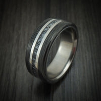 Titanium and Elk Antler Ring with Side Cut Carbon Fiber Custom Made