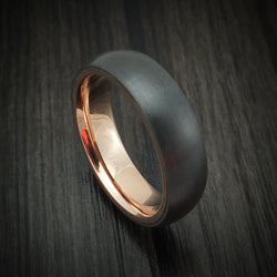 Black Titanium Ring With 14k Rose Gold Sleeve Custom Made Band