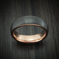 Black Titanium Ring With 14k Rose Gold Sleeve Custom Made Band