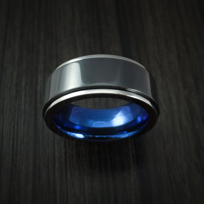 Titanium and Black Titanium Spinner Anodized Men's Ring Custom Made Band