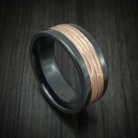 Black Zirconium and 14K Gold Tree Bark Band Custom Made Men's Ring ...