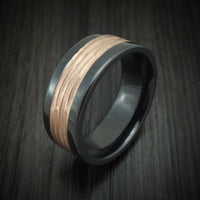 Black Titanium and 14K Gold Tree Bark Band Custom Made Ring