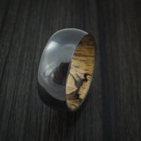 Black Titanium and Spalted Tamarind Wood Hard Wood Sleeve Men's Ring Custom Made