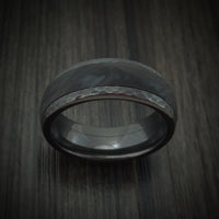 Black Zirconium Hammered Ring with Forged Carbon Fiber Inlay Band