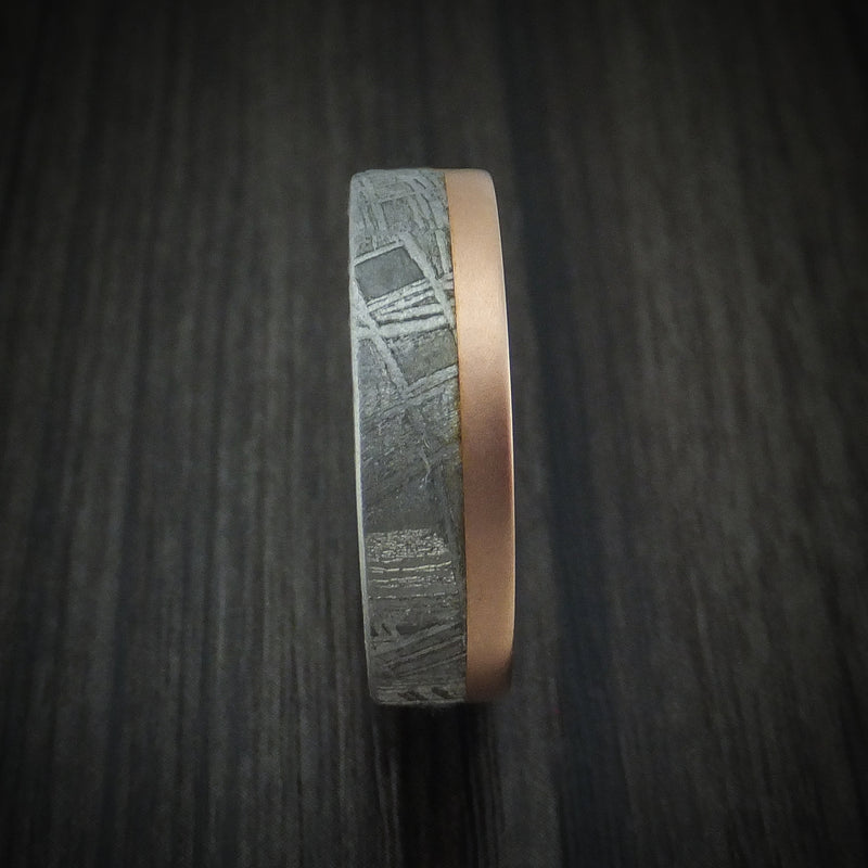 14K Rose Gold and Gibeon Meteorite Ring Custom Made Band