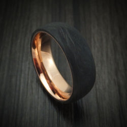 Solid Forged Carbon Fiber Ring with 14K Rose Gold Sleeve