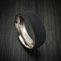 Solid Forged Carbon Fiber Ring with 14K White Gold Sleeve