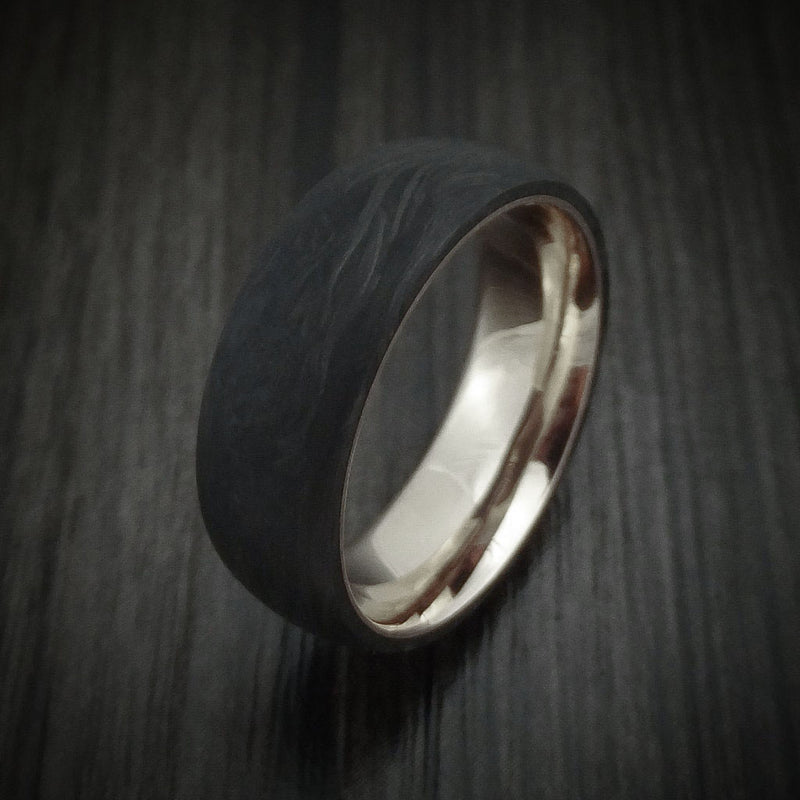 Solid Forged Carbon Fiber Ring with 14K White Gold Sleeve