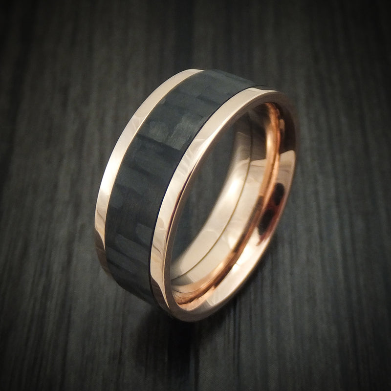 14K Gold and Carbon Fiber Ring Custom Made