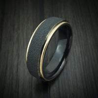 Black Titanium Ring with 14k Gold Edges Custom Made Band