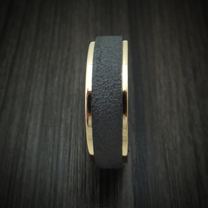 Black Zirconium Ring with 14k Gold Edges Custom Made Band