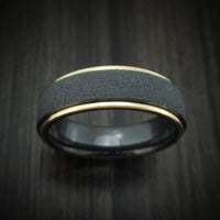 Black Zirconium Ring with 14k Gold Edges Custom Made Band