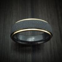 Black Titanium Ring with 14k Gold Edges Custom Made Band