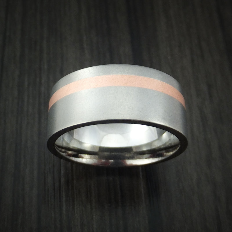 Titanium Ring Classic Copper Inlay Wedding Band Any Size and Finish