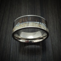 Titanium Arrow Ring with Antler and Ironwood Custom Made Band