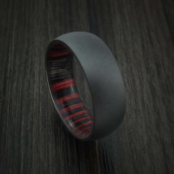Black Titanium Ring with Hardwood Sleeve Custom Made Band