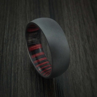 Black Titanium Ring with Hardwood Sleeve Custom Made Band