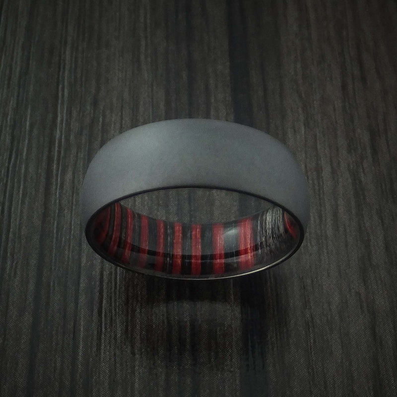 Black Zirconium Ring with Hardwood Sleeve Custom Made Band