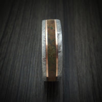 Gibeon Meteorite and Dinosaur Ring with 14k Rose Gold and Wood Sleeve Custom Made