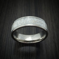 Titanium Ring with White Stardust Inlay Custom Made Band