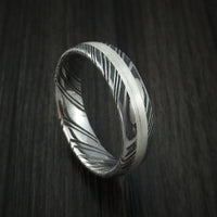 Kuro Damascus Steel and Silver Ring Custom Made Band