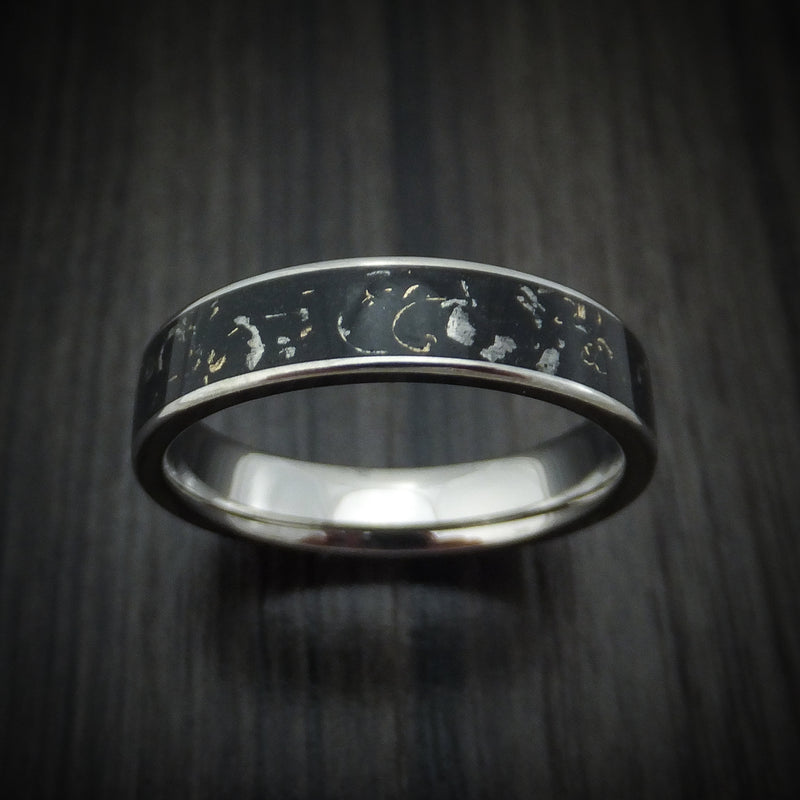 Titanium Ring with Black Stardust Inlay Custom Made Band