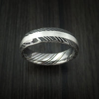 Kuro Damascus Steel and Silver Ring Custom Made Band