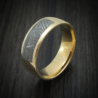 14k Yellow Gold Band with Meteorite Partial Inlay Custom Made Ring
