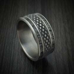 Titanium Celtic Ring with Antler Inlays Custom Made Band