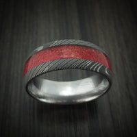 Damascus Steel and Stone Men's Ring Custom Made Band