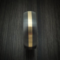 Black Titanium and 14K Gold Men's Ring Custom Made Band