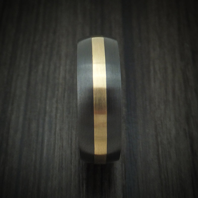 Black Zirconium and 14K Gold Men's Ring Custom Made Band