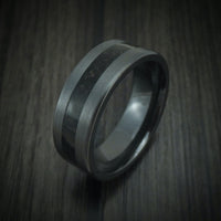 Black Zirconium and Dino Bone Men's Ring Custom Made