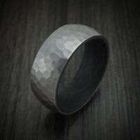 Tantalum and Forged Carbon Fiber Hammered Ring Custom Made
