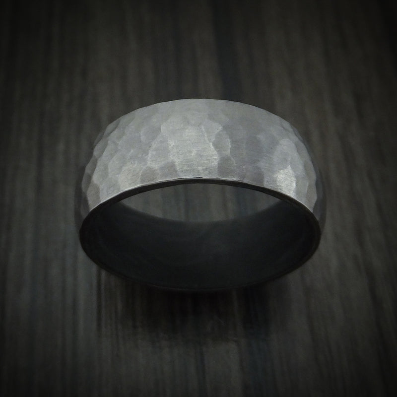 Tantalum and Forged Carbon Fiber Hammered Ring Custom Made