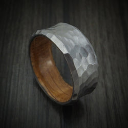 Hammered Tantalum Concave Ring with Wood Sleeve Custom Made