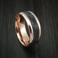 14k Rose Gold and Carbon Fiber Ring Custom Made Band