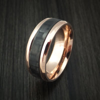14k Rose Gold and Carbon Fiber Ring Custom Made Band