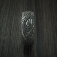 Damascus Steel Celtic Knot Ring Infinity Design with Hardwood Sleeve