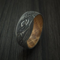 Damascus Steel Celtic Knot Ring Infinity Design with Hardwood Sleeve