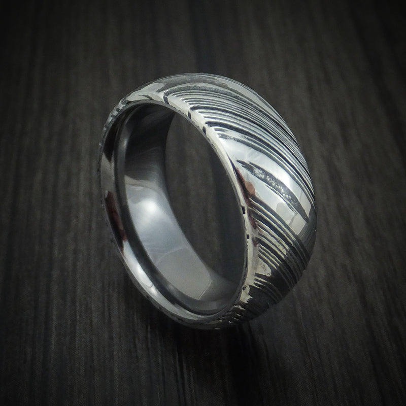 Kuro Damascus Steel Ring with Tantalum Sleeve Custom Made