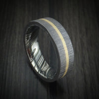Tantalum and 14K Gold Ring with Damascus Steel Sleeve Custom Made