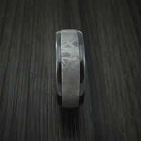 Black Zirconium Ring with Gibeon Meteorite and Hardwood Sleeve Custom Made Band
