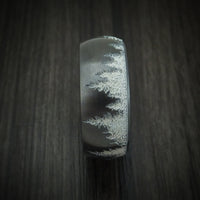 Black Zirconium Spruce Pine Tree Men's Ring with Camo Sleeve Custom Made Wedding Band