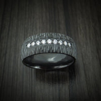 Black Titanium and Lab Diamond Men's Ring Custom Made
