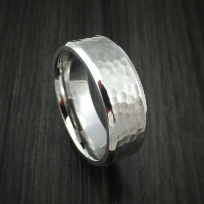 Cobalt Chrome Hammer Finish Wedding Band Engagement Ring Made to Any Size