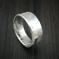 Kuro Damascus Steel 14K White Gold Ring Wedding Band Custom Made
